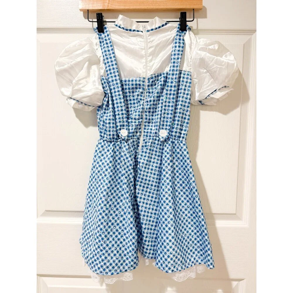 Dorothy Wizard of Oz Girls Halloween Dress‎ Up Costume Dress with Bows Med 8-10
